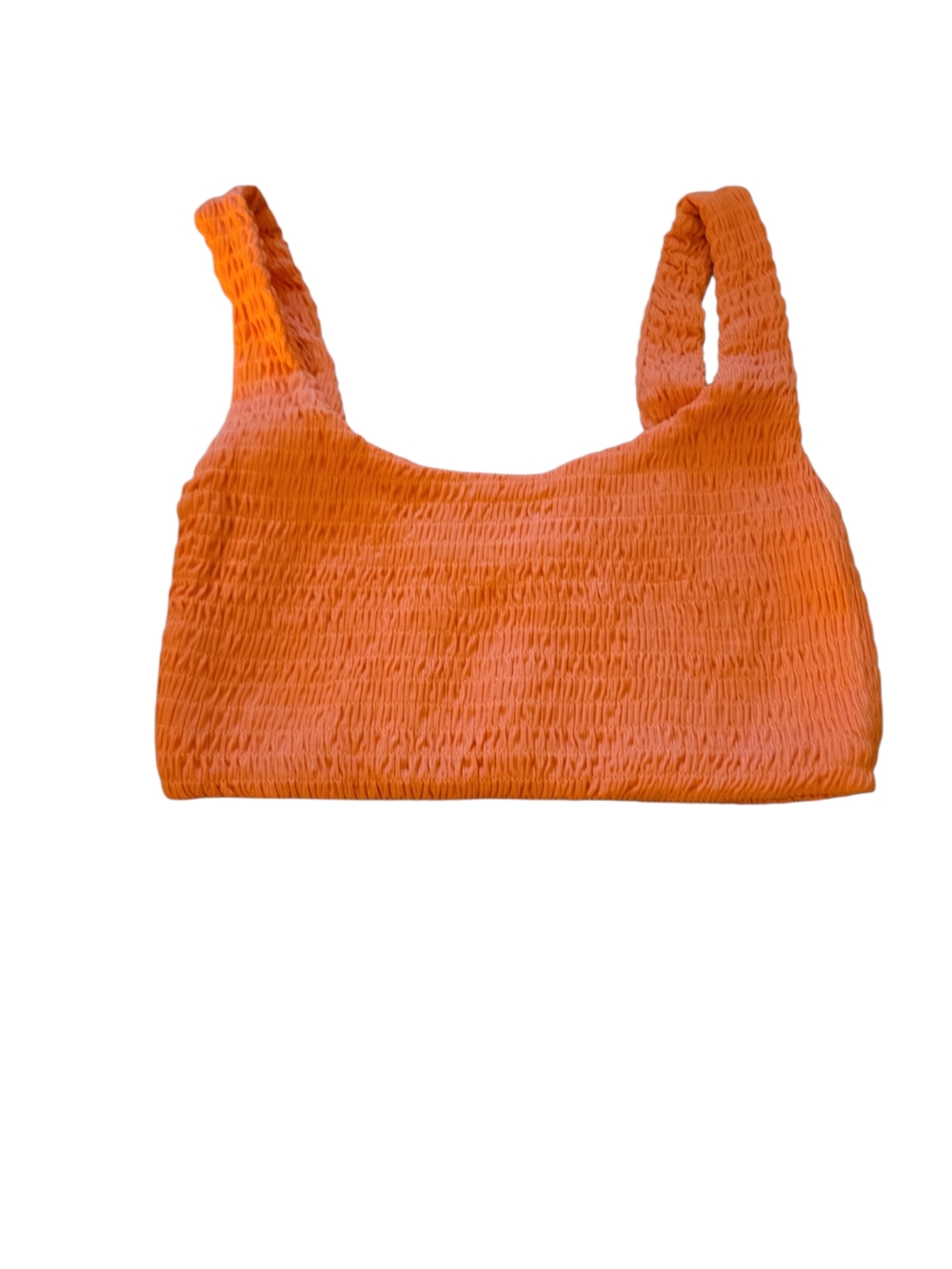 NWOT Naked Wardrobe Swim Orange Smocked Bikini Top Coral Small